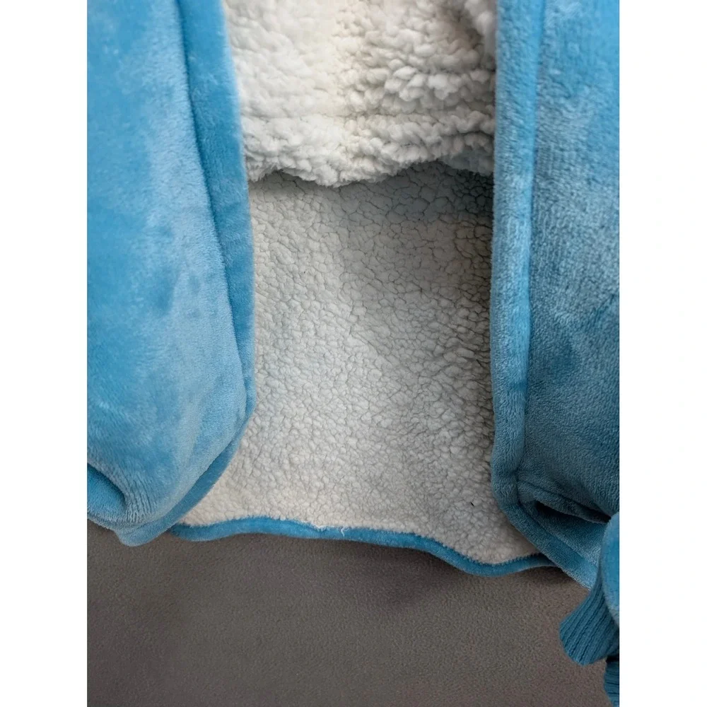 Touchal Wearable‎ Blanket Cozy Blue Sherpa Lined Hooded Oversized Pouch Pocket